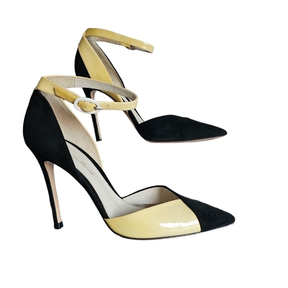 Gianvito Rossi made in Italy Black suede/yellow patent leather heels size 37 - Picture 4 of 10